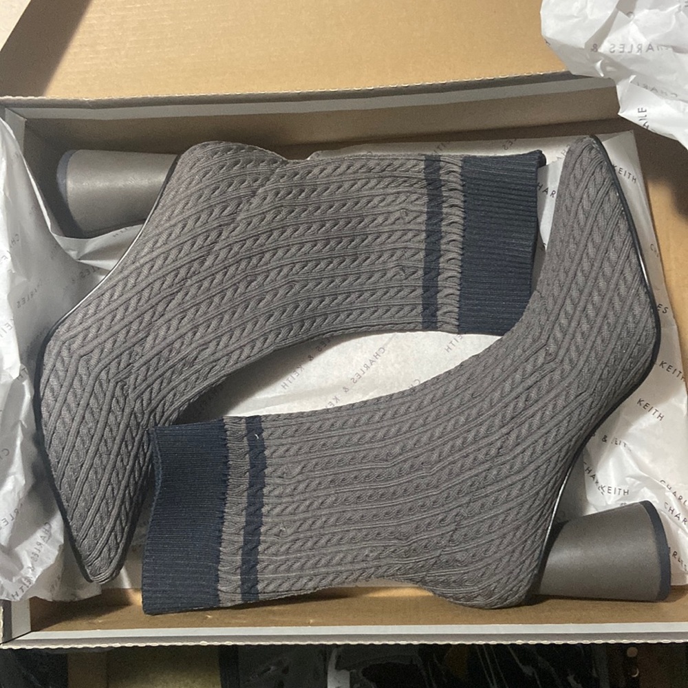 Charles & Keith Grey knit boots